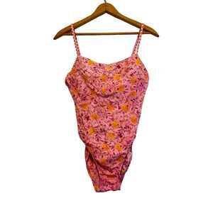 Victorias Secret Pink Floral One Piece Swimsuit 10 D Shelf Bra Vintage 2001 Y2K